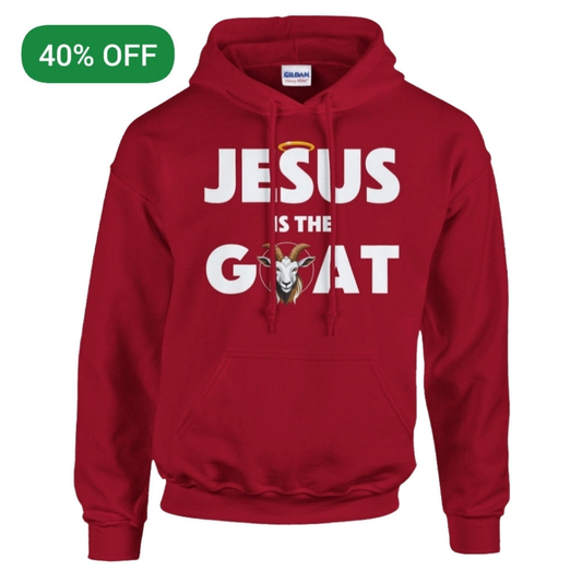 Cherry Red "Jesus is the GOAT" Unisex Pullover Hoodie | Gildan® 18500