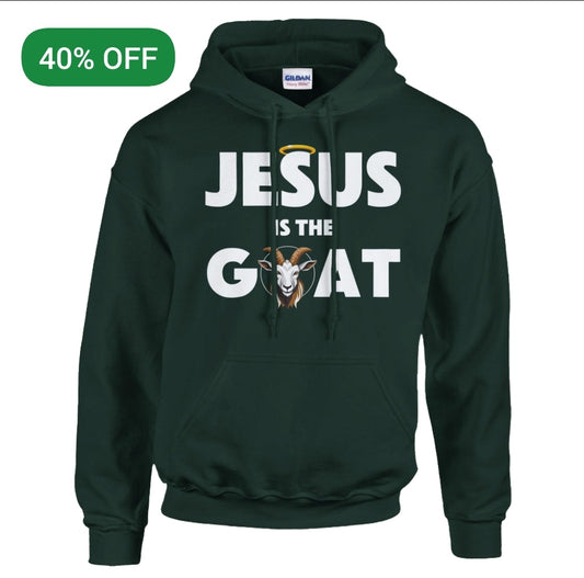 Forest Green "Jesus is the GOAT" Unisex Pullover Hoodie | Gildan® 18500