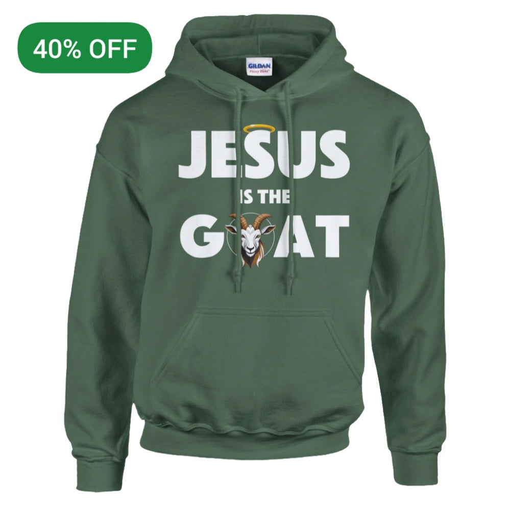 Military Green "Jesus is the GOAT" Unisex Pullover Hoodie | Gildan® 18500