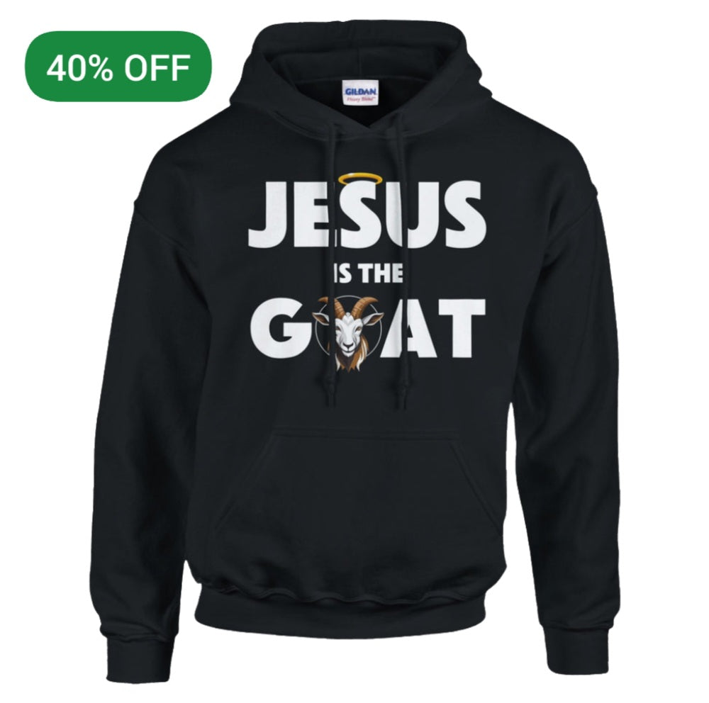 Black "Jesus is the GOAT" Unisex Pullover Hoodie | Gildan® 18500