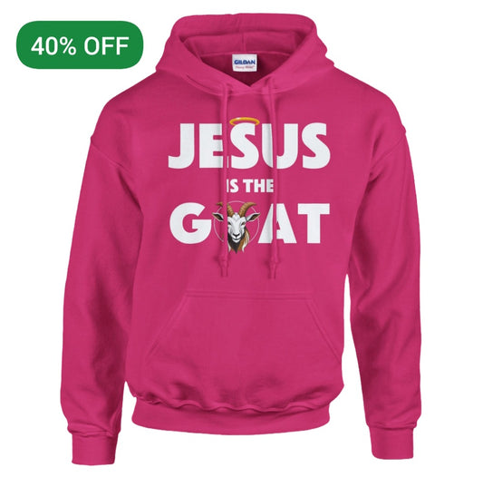 Heliconia "Jesus is the GOAT" Unisex Pullover Hoodie | Gildan® 18500