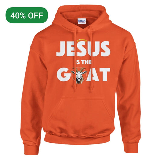 Orange "Jesus is the GOAT" Unisex Pullover Hoodie | Gildan® 18500