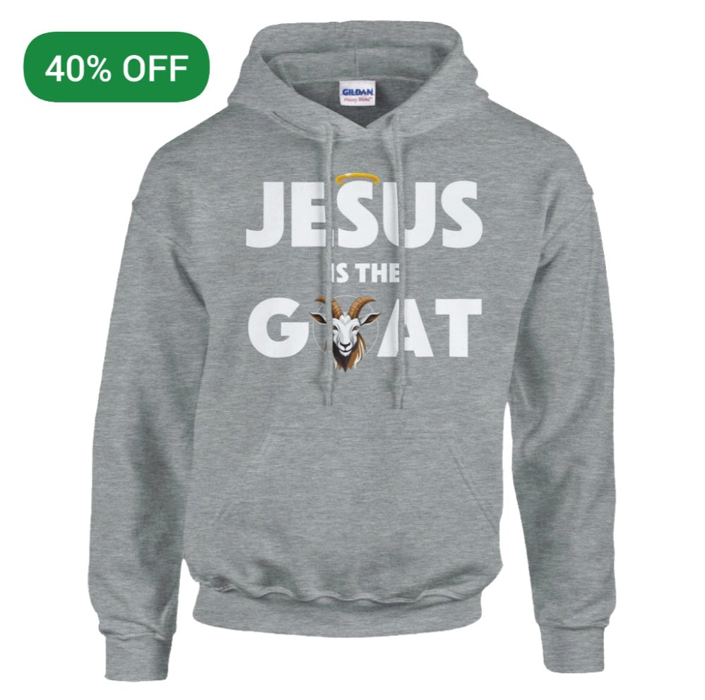 Gray "Jesus is the GOAT" Unisex Pullover Hoodie | Gildan® 18500