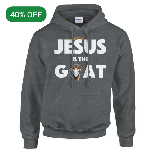 Graphite Heather "Jesus is the GOAT" Unisex Pullover Hoodie | Gildan® 18500