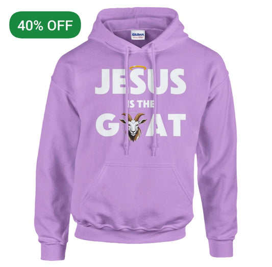 Orchid "Jesus is the GOAT" Unisex Pullover Hoodie | Gildan® 18500