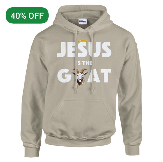 Sand "Jesus is the GOAT" Unisex Pullover Hoodie | Gildan® 18500